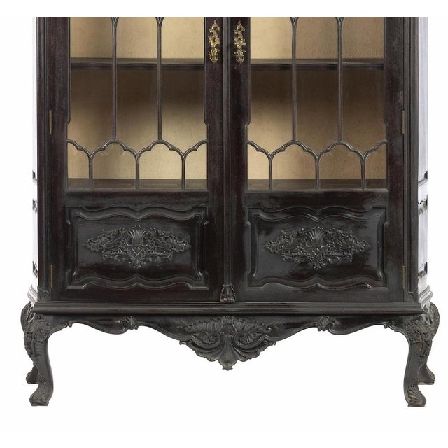 Vintage Portuguese Display Cabinets in Chestnut, Set of 2 For Sale - Image 5 of 6
