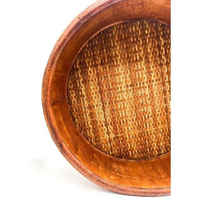 Wood Vintage Burnt Bamboo Basket – Bohemian / Organic Modern / Tropical For Sale - Image 7 of 11