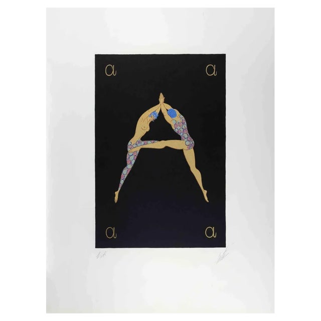 Erté, Letter A, 1976, Lithograph and Screen Print For Sale