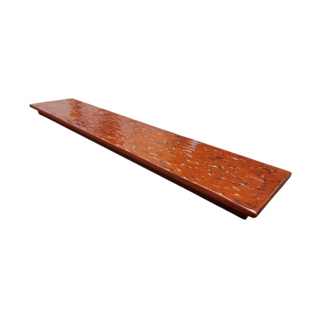 Red & Blue Textured Minimal Shelf is made from scrap poplar and is surface textured by hand and milk pained with a base...