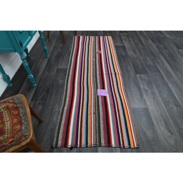 Vintage Turkish Hand-Knotted vintage rug is a semi-antique vintage runner rug.'70s Eastern region of Turkey's unique rug...