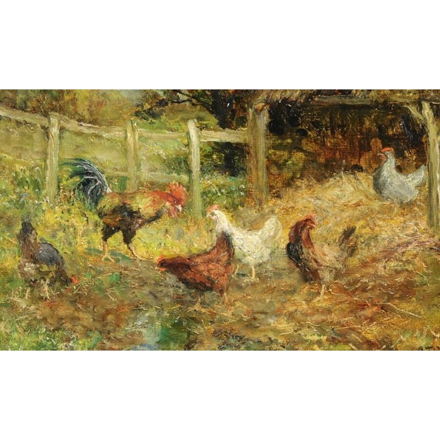 Late 19th Century Chickens in a Farmyard Antique Oil John Falconer Slater (1857–1937) For Sale - Image 5 of 6