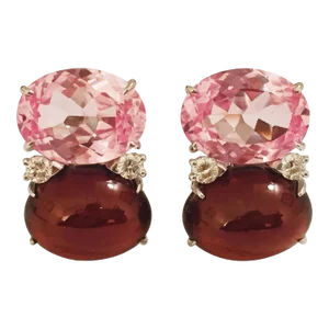 Christina Addison 18kt White Gold Grande Gum Drop™ Earrings With Pink Topaz, Garnet and Diamonds