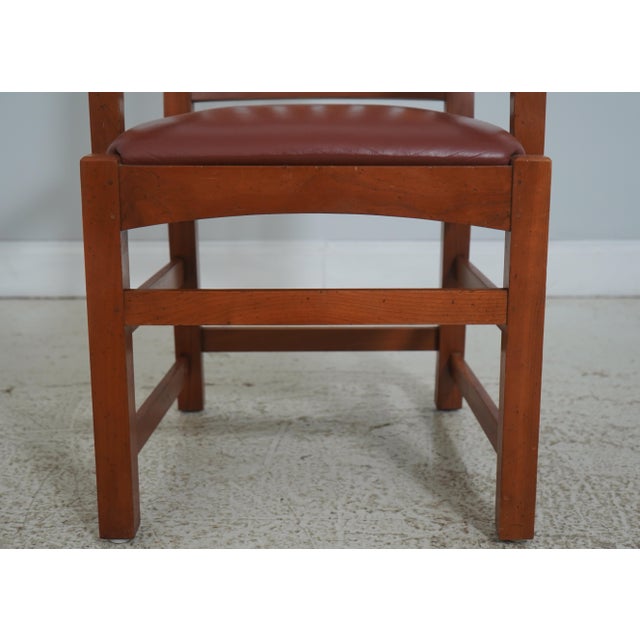 Animal Skin Set of 6 Mission Style Leather Seat Dining Chairs For Sale - Image 7 of 18