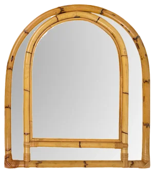 Arched Bamboo and Rattan Wall Mirror, Italy, 1970s