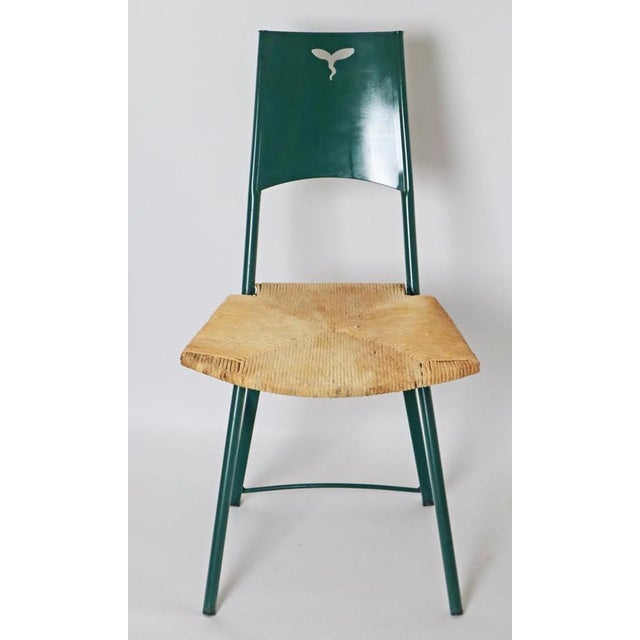 Green Mia Folding Chair with Rush Seat attributed to Giorgio Cattelan, Italy, 1980s For Sale - Image 17 of 18