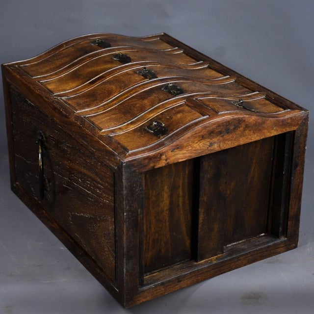 Chinese Vintage Chinese Rosewood Miniature Cabinet With Hair Grain and Brass Pulls For Sale - Image 3 of 9