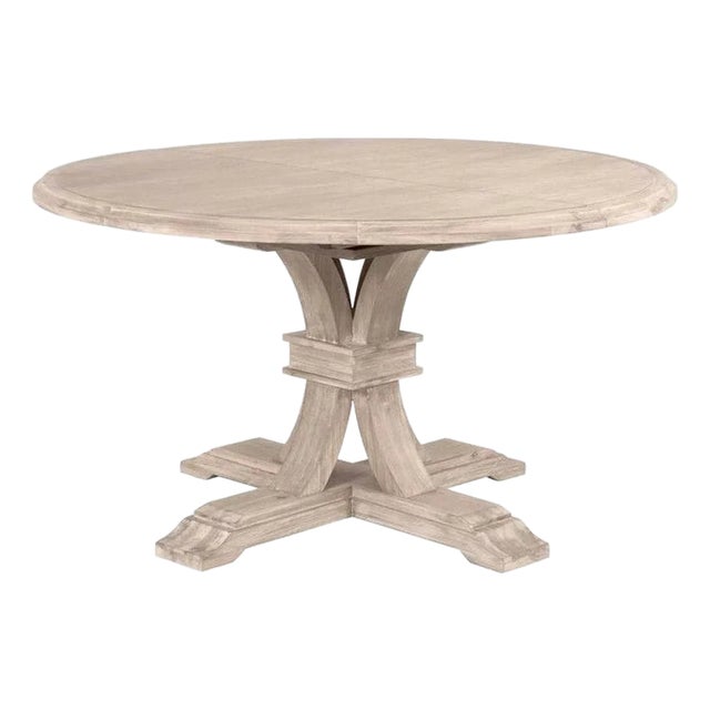 54-72" Solid Wood Round Extendable Dining Table by Essentials for Living For Sale