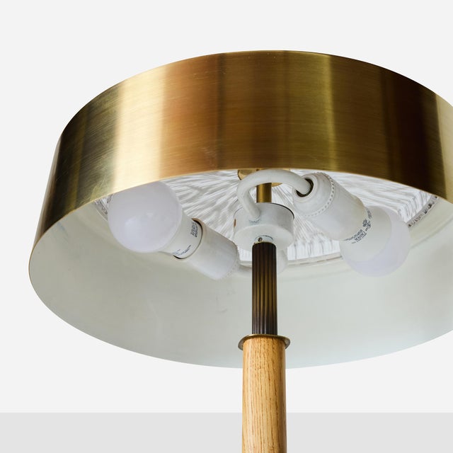 1950s 1950s Brass and Oak Table Lamp Attributed to Bergboms For Sale - Image 5 of 11