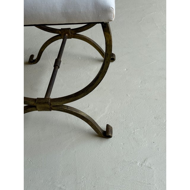 Pair of Small Hand Forged Spanish Gilt Iron Benches in Muslin For Sale - Image 15 of 18
