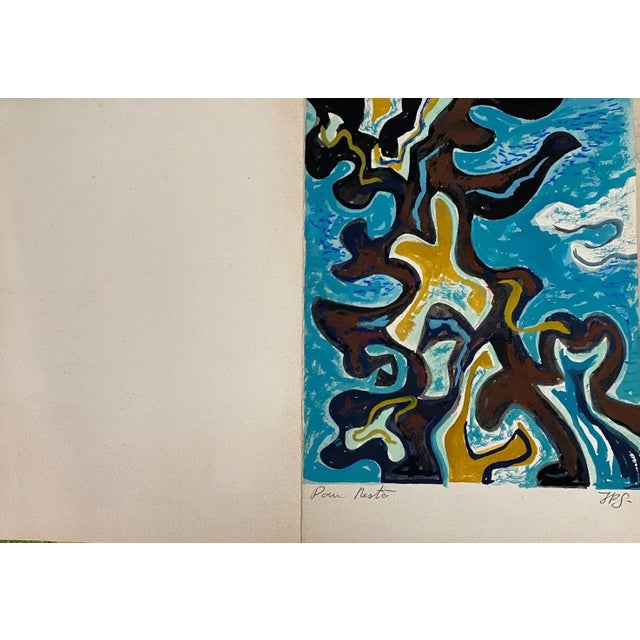 Unknown, Arabesques Tropicales, Original Watercolor Drawing, 1970s For Sale - Image 3 of 3