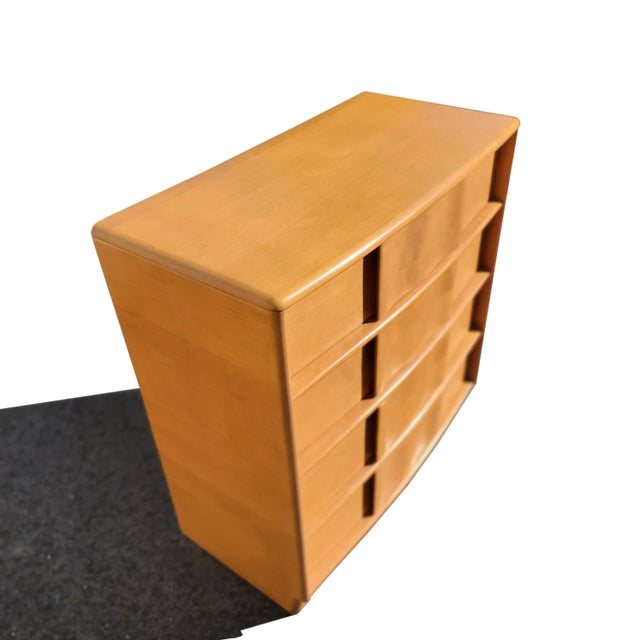 Brown A Mid-Century Modern Heywood Wakefield Sculptura Highboy Dresser For Sale - Image 8 of 12