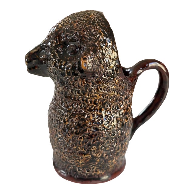 1997 Signed Ned Foltz Redware Lamb Pitcher, Mint Condition For Sale