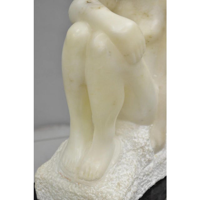 Late 20th Century Morton Gaffin "Seated Woman" Modernist Carved White Alabaster Nude Sculpture For Sale In Philadelphia - Image 6 of 12