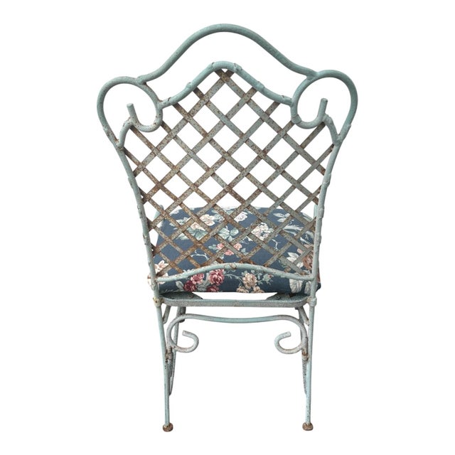 Mid 20th Century Vintage Mid Century Woodard Style Florentine Lattice Pattern Back Iron Patio Dining Chairs-Set of 6 For Sale - Image 5 of 7