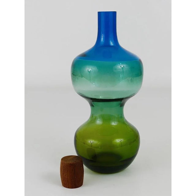 Glass Swedish Tropico Carafe Bottle by Göran Wärff for Pukeberg, 1960s For Sale - Image 7 of 10