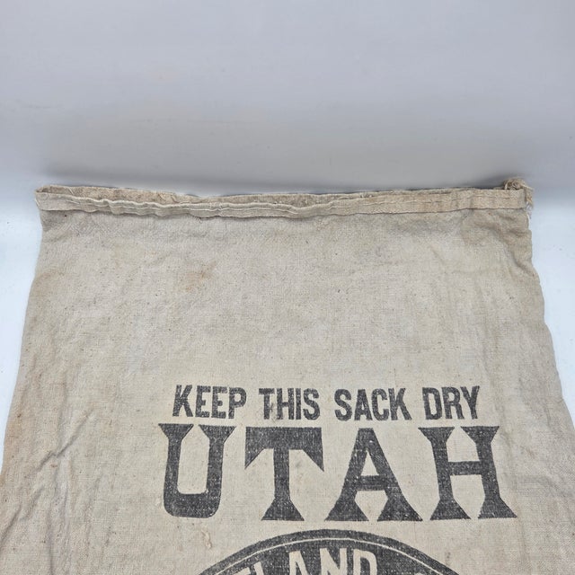 Textile Early 20th Century Union Portland Cement Devil's Slide Utah Double-Sided Canvas Cement Sack For Sale - Image 7 of 10