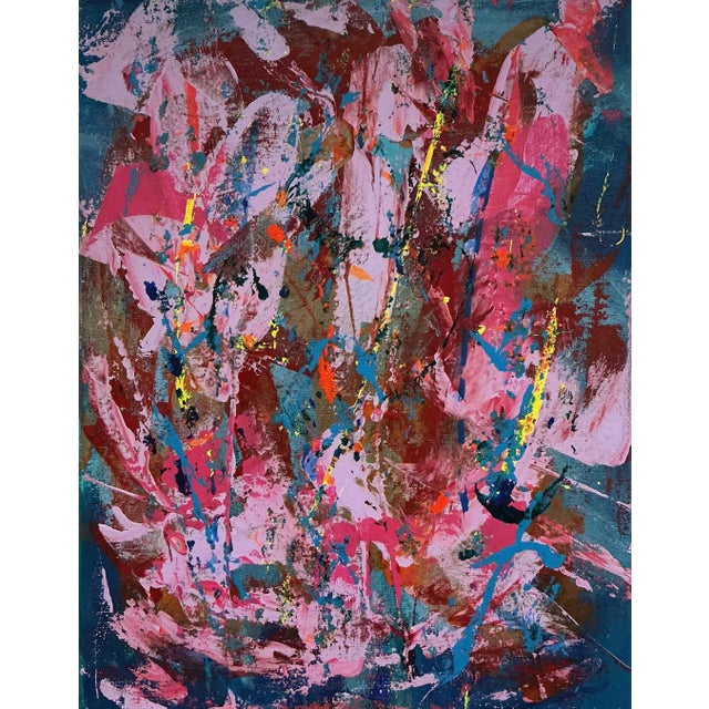 Original Abstract Painting on 14” by 11” Stretched Canvas For Sale