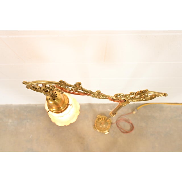 Brass Antique Art Nouveau Brass Bridge Arm Floor Lamp For Sale - Image 8 of 11