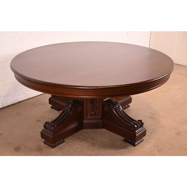 Victorian R. J. Horner Style Antique Victorian Carved Mahogany Pedestal Dining Table, Newly Refinished For Sale - Image 3 of 12