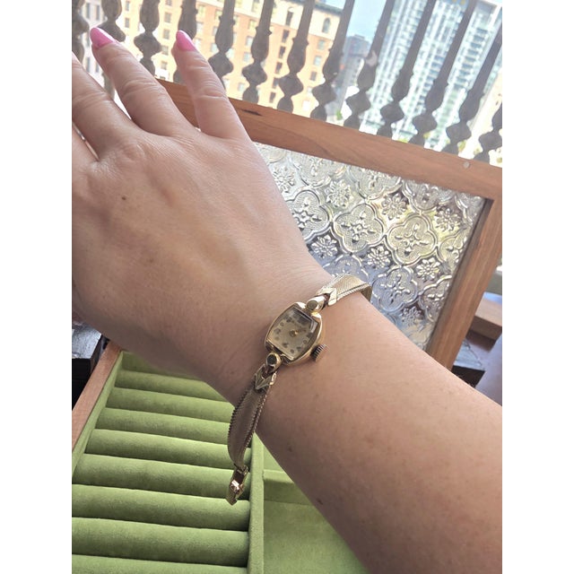 Vintage 1950s 14k Gold Bulova Ladies Cocktail Watch For Sale In Los Angeles - Image 6 of 6