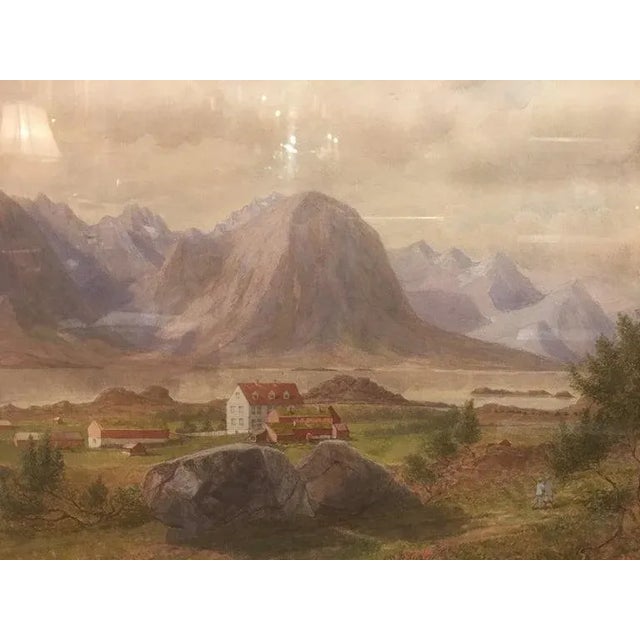 Tan British School "Mountain Landscape", Watercolor, Framed, Unsigned, 19th Century For Sale - Image 8 of 10