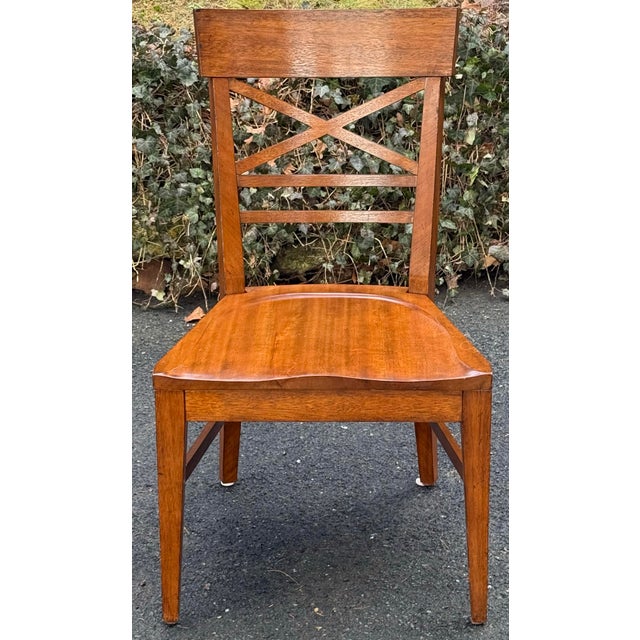 Beautiful set of 4 Ethan Allen “Tango” chairs. Features cross back design, tapered legs and contoured seats. Light factory...