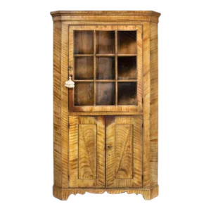 American Grain-Painted Corner Cabinet Cupboard, New England Circa 1805
