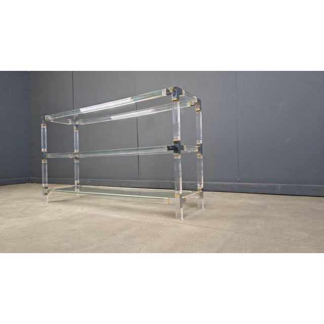 Chrome and Acrylc Glass Console Table, 1970s For Sale - Image 3 of 14