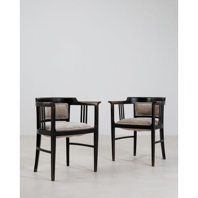 19th Century France Art Nouveau Black Wood Armchair For Sale - Image 11 of 11