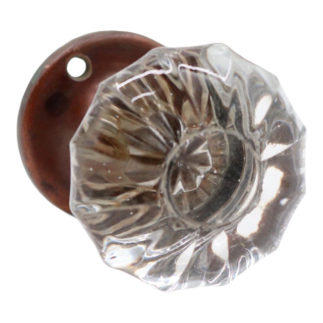 Antique Fluted Glass Brass Dummy Door Knob For Sale