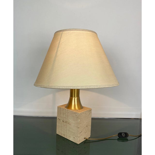 Travertine Base & Brass Table Lamp from Fratelli Mannelli, Italy, 1970s For Sale - Image 11 of 18