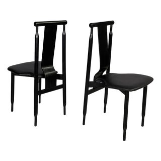 Mid-Century Modern Italian Black Lierna Chairs attributed to Achille Castiglioni for Gavina, 1960s, Set of 2 For Sale