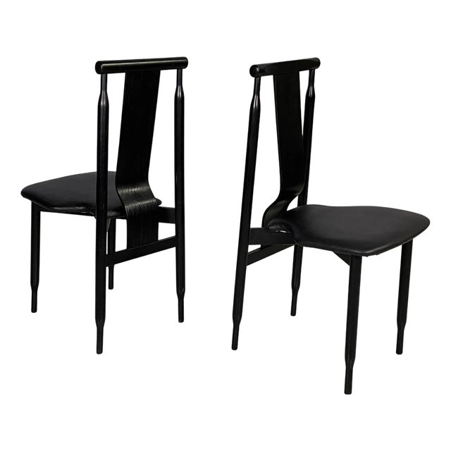 Mid-Century Modern Italian Black Lierna Chairs attributed to Achille Castiglioni for Gavina, 1960s, Set of 2 For Sale