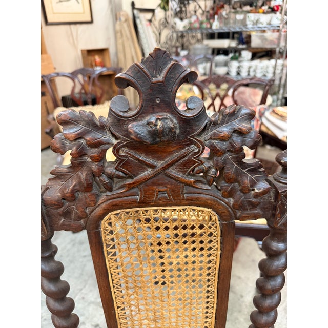 Set of 6 19th-Century French Renaissance Carved Walnut Hunting Chairs For Sale - Image 13 of 17