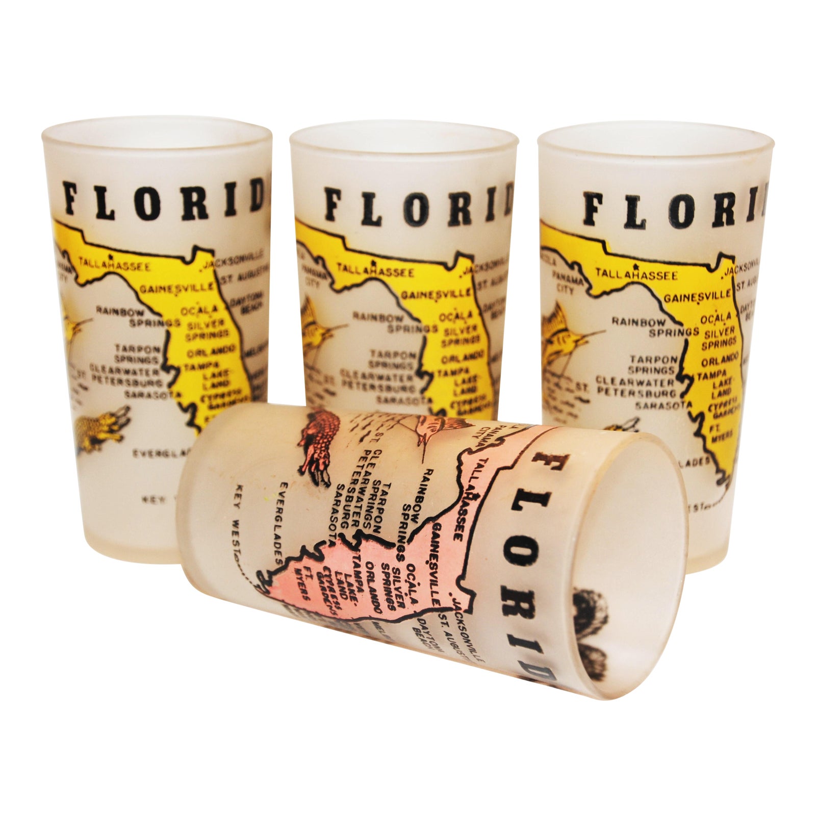 Hazel Atlas Florida Souvenir Glasses Set of 4 Chairish