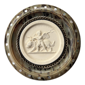 19th Century Italian Grand Tour Plaster Intaglio - "Il Fuoco" in Faux Tortoiseshell Frame