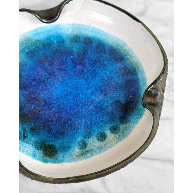 Mid-Century Blue Geode Pottery Centerpiece Cigar Ashtray - 10" For Sale - Image 6 of 7