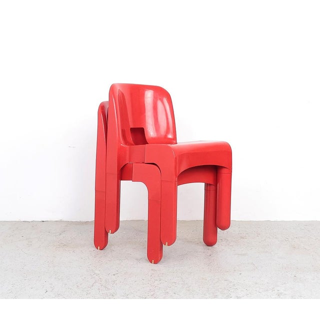 1960s Vintage Universal Chairs in Red by Joe Colombo for Kartell, 1960s, Set of 2 For Sale - Image 5 of 15