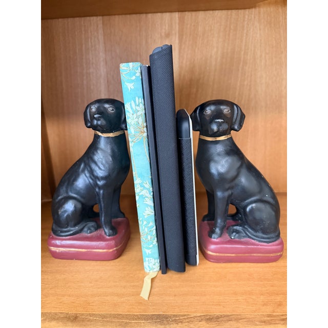 Late 20th Century Pair of Black Labrador Retriever Bookends For Sale - Image 5 of 6