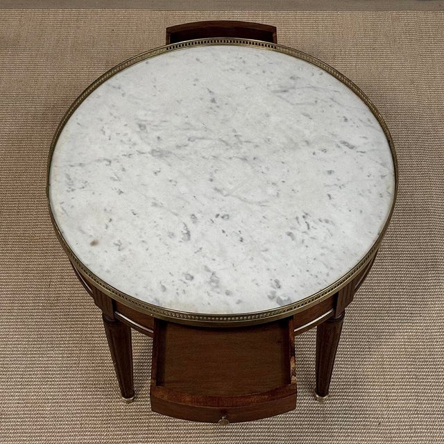 Antique French Louis XVI Mahogany Marble Top Bouillotte Table For Sale - Image 16 of 18