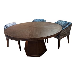 Mitchell Gold + Bob Williams Round Dining Table with Leaf For Sale