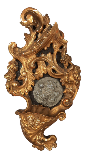 Wall Mounted Holy Water Stoup in Gilded Wood, 1960s