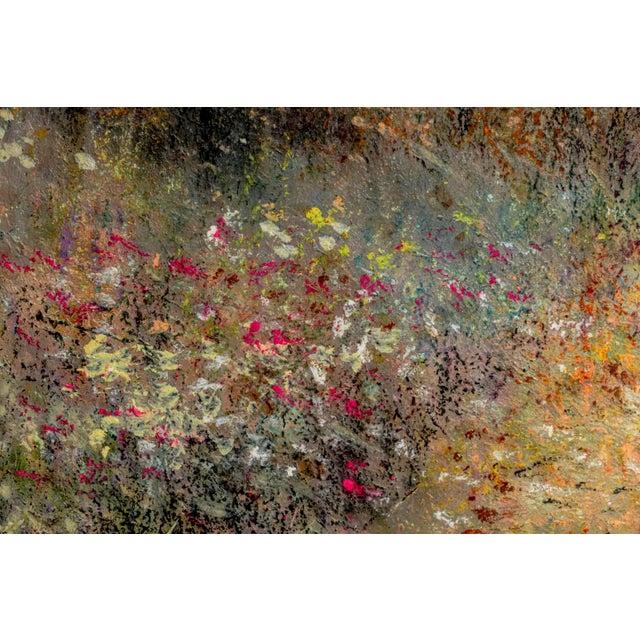 Lovely Vintage James G. Llewelyn Impressionist Garden Painting Églomisé & Pastel Mixed Media Nature Home Decot Art For Sale - Image 10 of 14