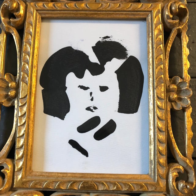 Original 5 x 7 painting on paper unsigned overall size with vintage ornate tabletop frame is 8 x 10
