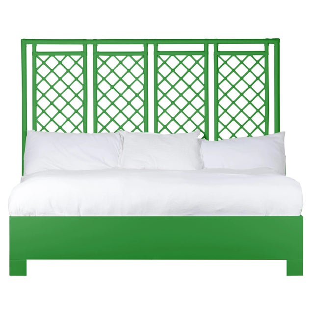 Coastal X & Diamond Bed King - Bright Green For Sale - Image 3 of 3