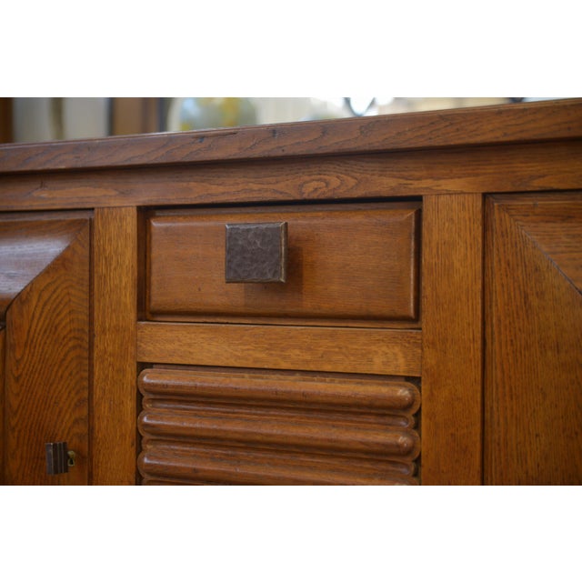 Oak and Wrought Iron Buffet by Charles Dudouyt, 1940s For Sale - Image 10 of 11