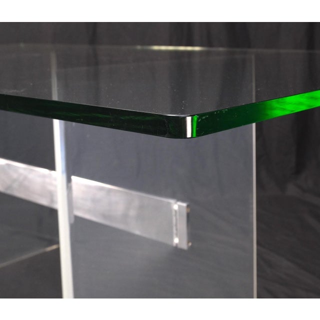 Lucite & Aluminum Base Rectangle Glass Top Dining Conference Table For Sale - Image 4 of 12