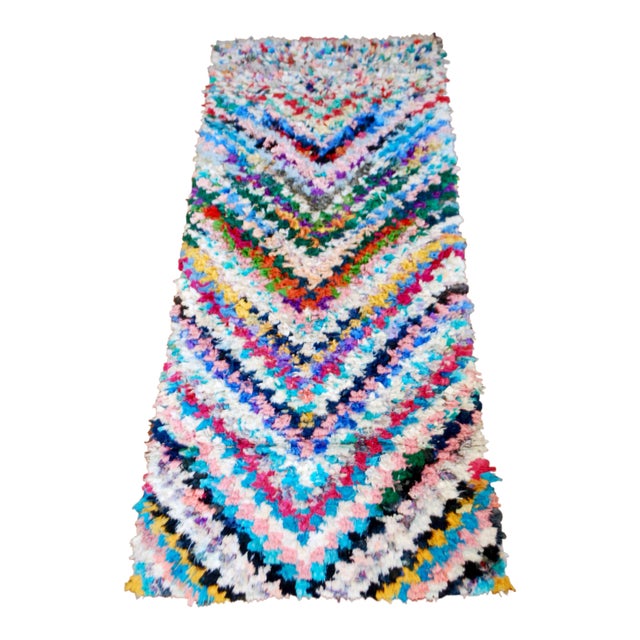 Tribal Boucherouite Rug - 37" x 88" For Sale