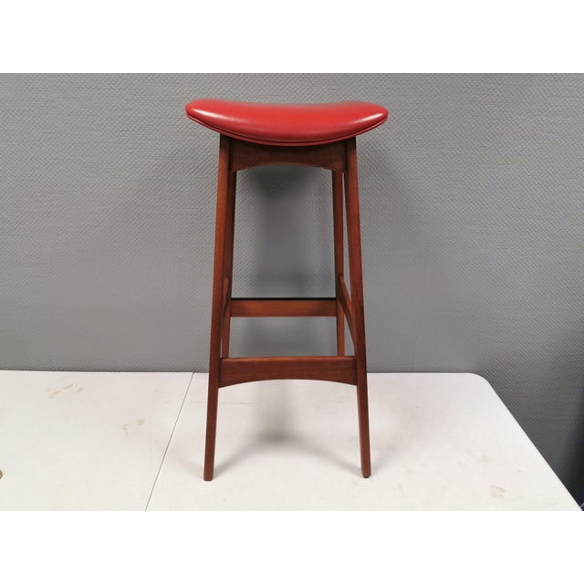 Bar Stool in Teak and Leather by Johannes Andersen for Brødere Andersen, 1960s For Sale - Image 6 of 14